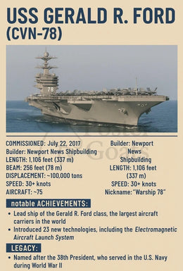 USS Gerald R. Ford Aircraft Carrier Military Poster PosterGoat