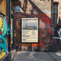 USS Gerald R. Ford Aircraft Carrier Military Poster PosterGoat