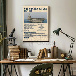 USS Gerald R. Ford Aircraft Carrier Military Poster PosterGoat