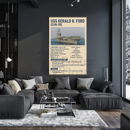 USS Gerald R. Ford Aircraft Carrier Military Poster PosterGoat