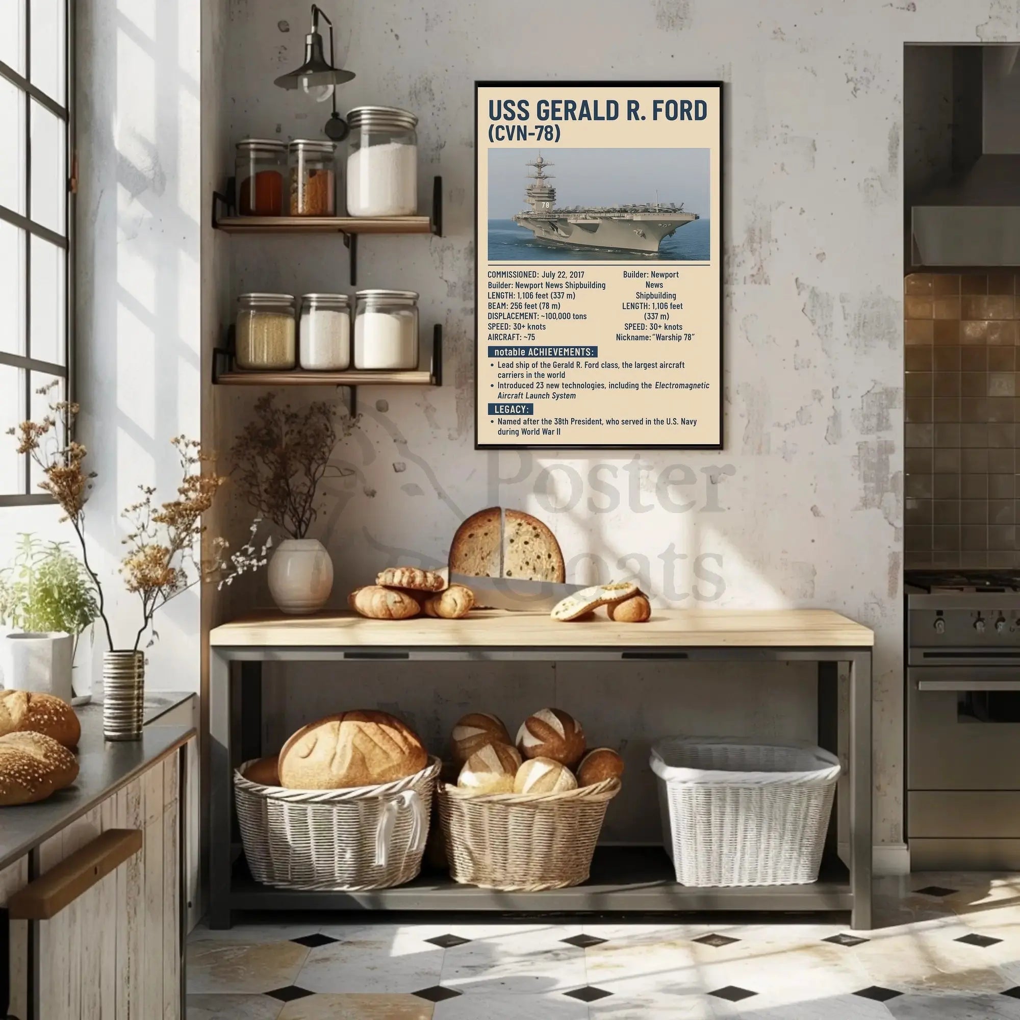USS Gerald R. Ford Aircraft Carrier Military Poster PosterGoat