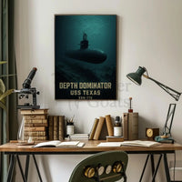 USS Texas Depth Dominator Military Poster PosterGoat