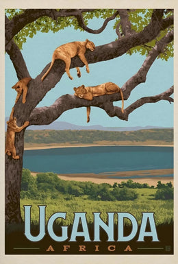 Uganda Wildlife Vintage Travel Poster PosterGoat