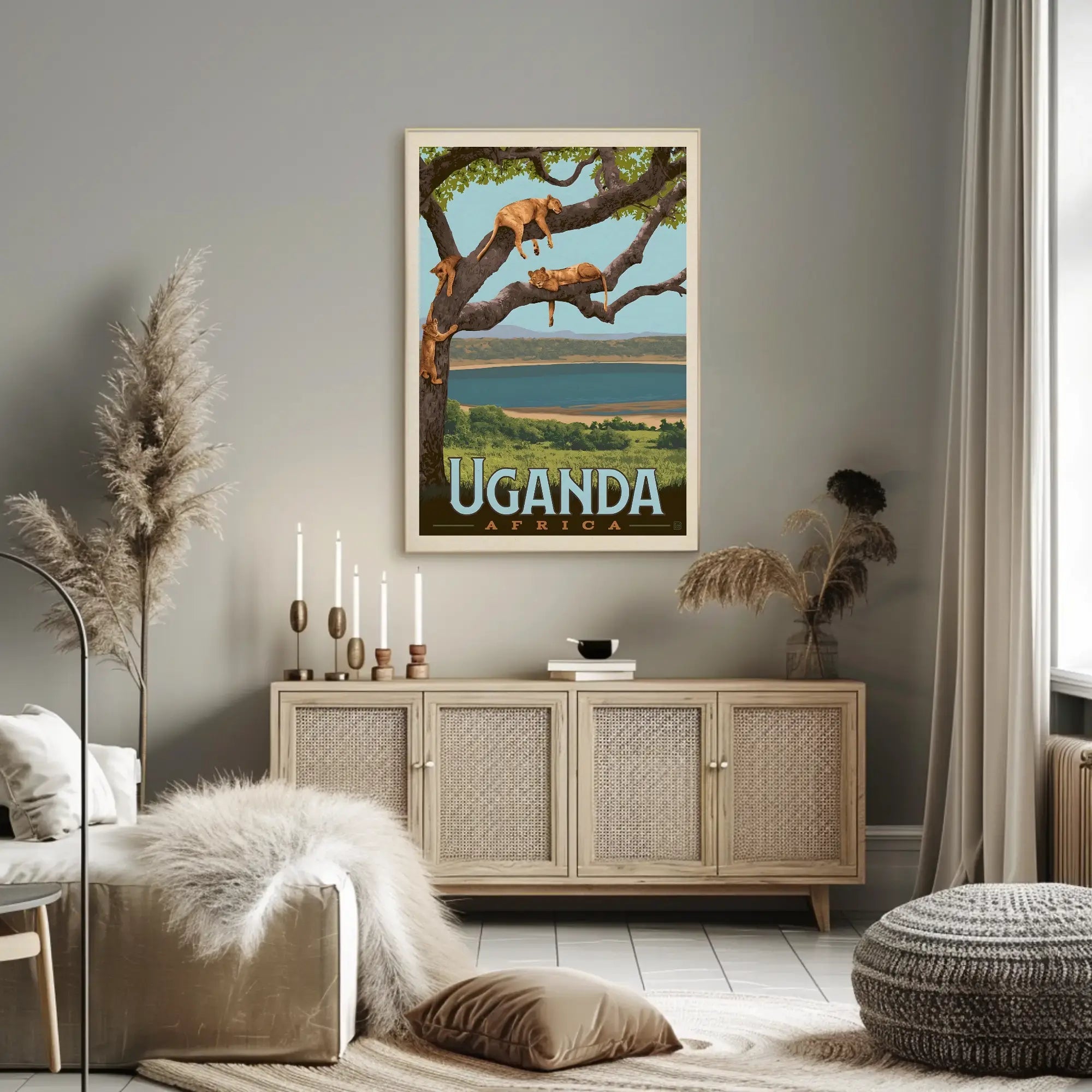 Uganda Wildlife Vintage Travel Poster PosterGoat