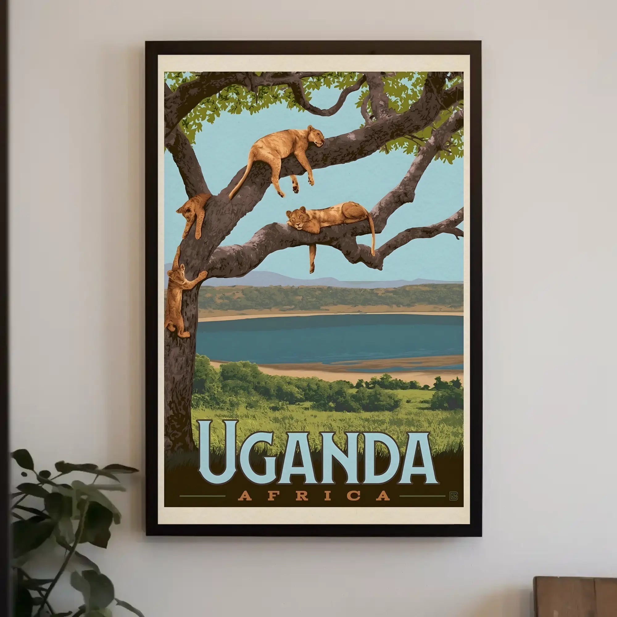 Uganda Wildlife Vintage Travel Poster PosterGoat