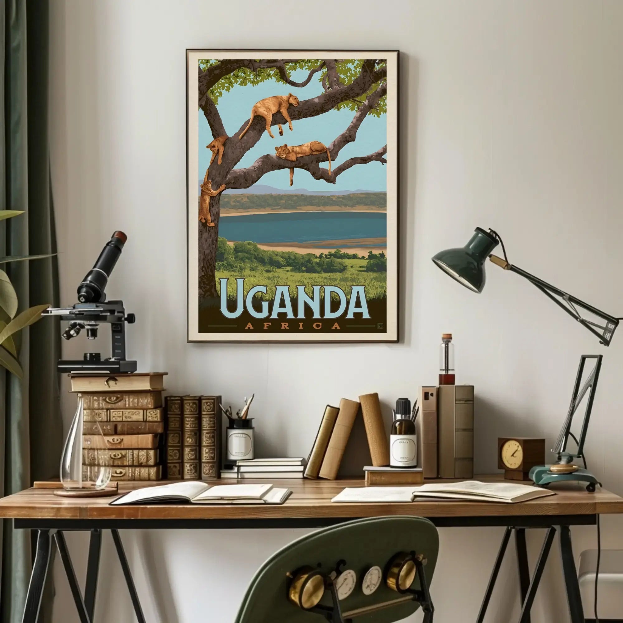 Uganda Wildlife Vintage Travel Poster PosterGoat