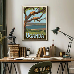 Uganda Wildlife Vintage Travel Poster PosterGoat