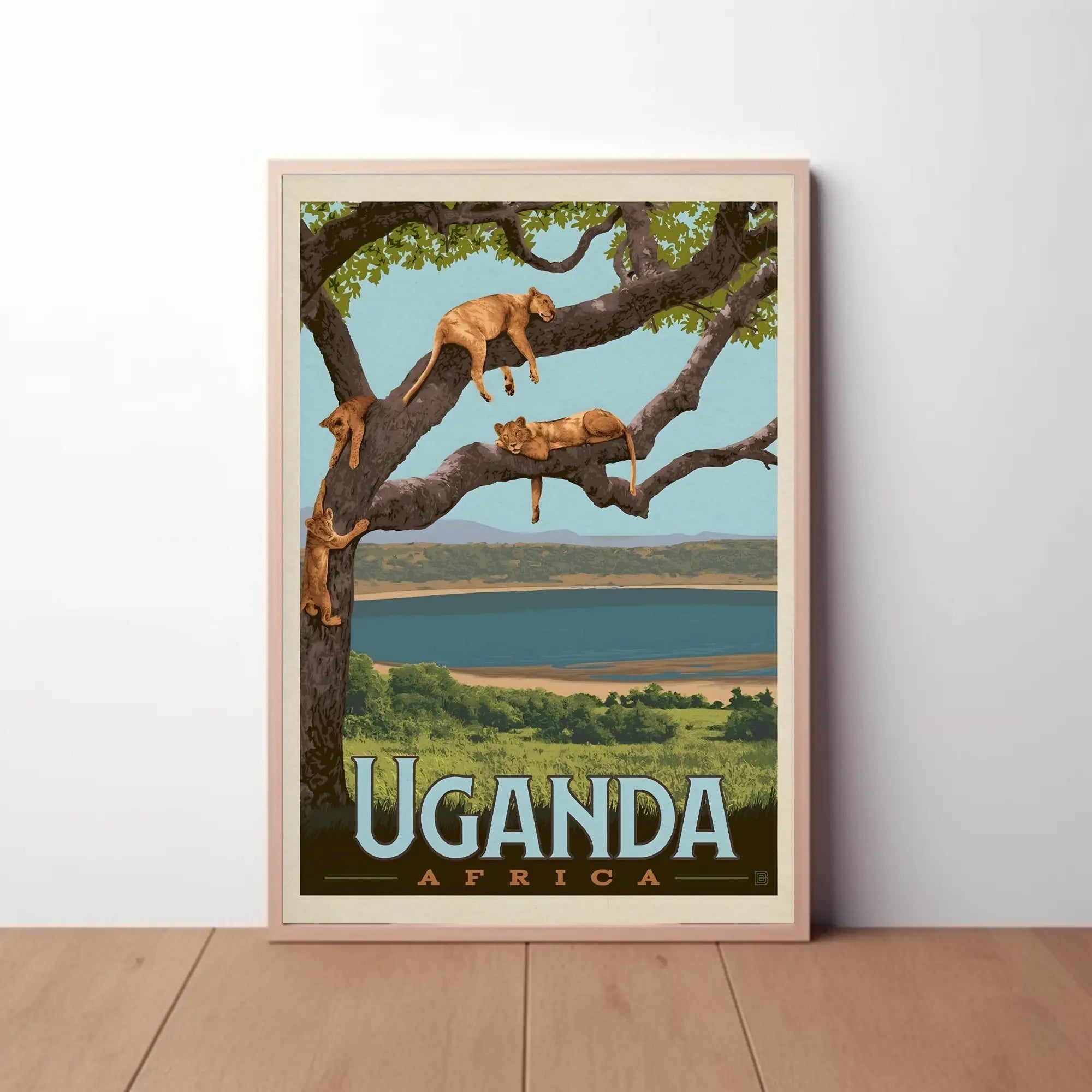 Uganda Wildlife Vintage Travel Poster PosterGoat