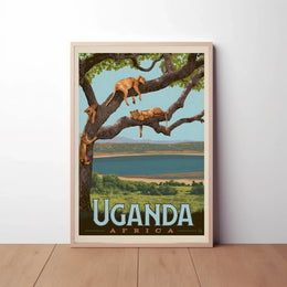 Uganda Wildlife Vintage Travel Poster PosterGoat