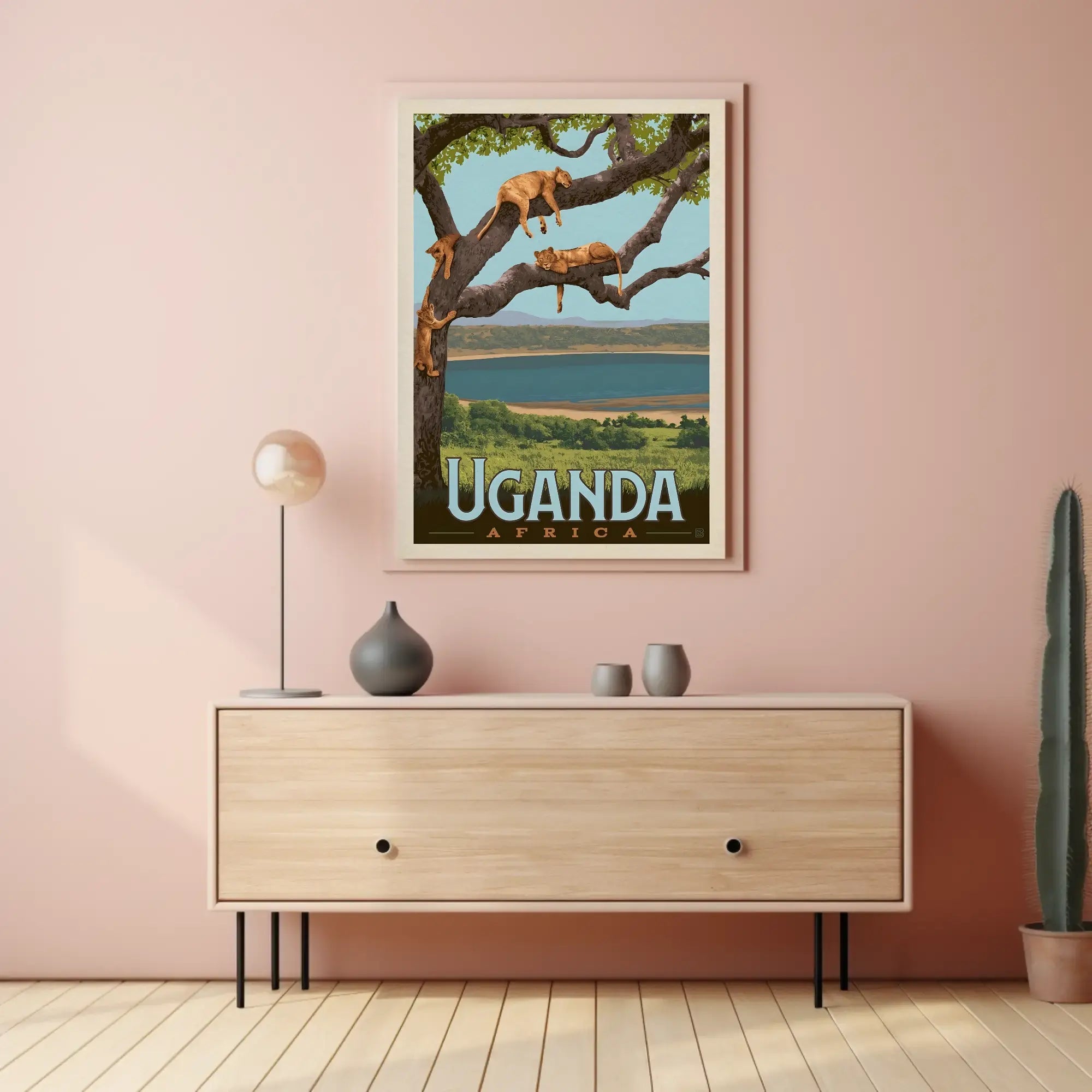 Uganda Wildlife Vintage Travel Poster PosterGoat