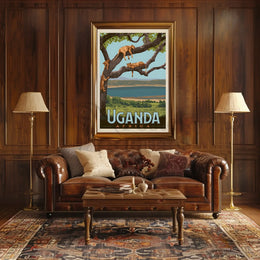 Uganda Wildlife Vintage Travel Poster PosterGoat
