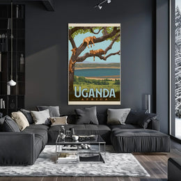 Uganda Wildlife Vintage Travel Poster PosterGoat