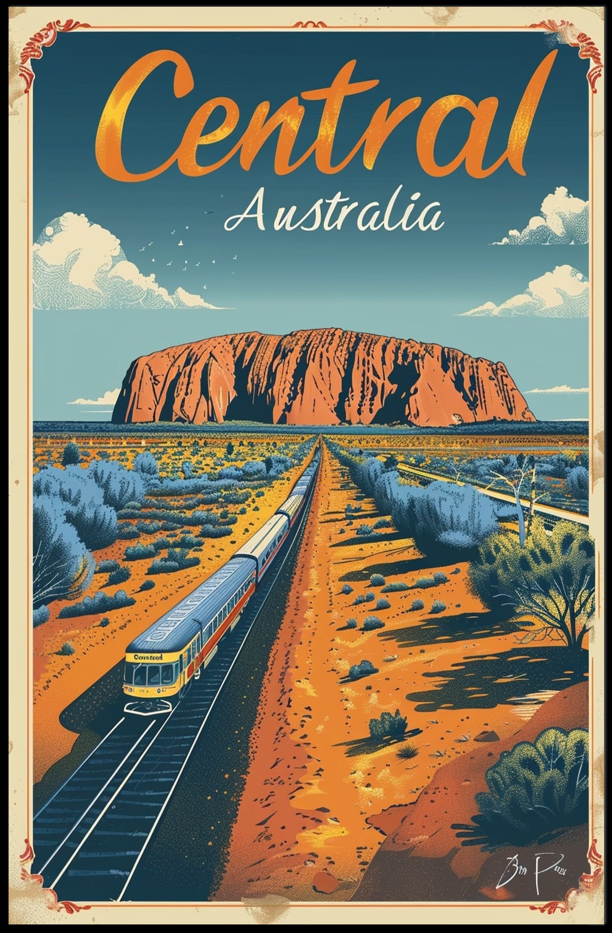 Uluru Australia Vintage Travel Adventure Poster PosterGoat