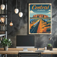 Uluru Australia Vintage Travel Adventure Poster PosterGoat