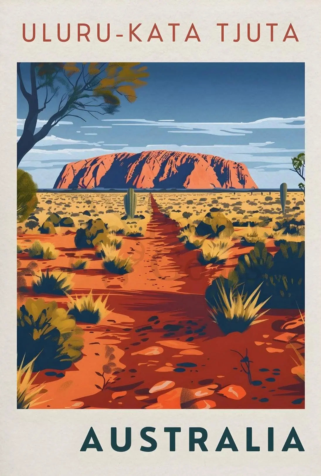 Uluru in Vintage Australian Travel National Park Poster PosterGoat