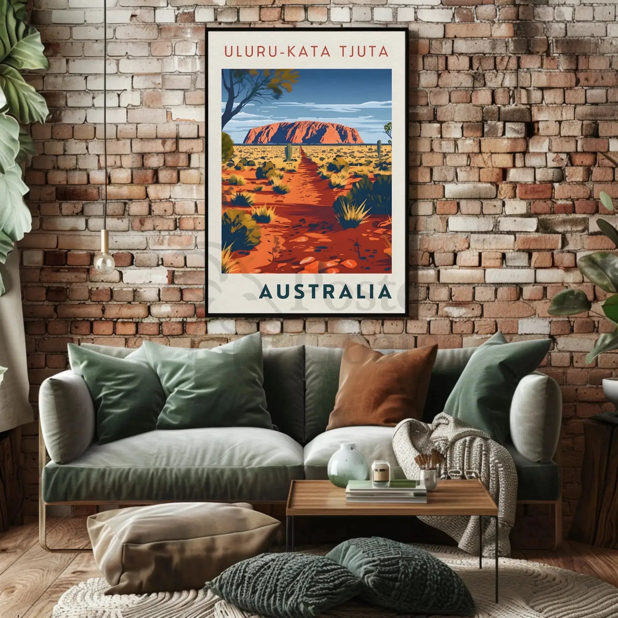 Uluru in Vintage Australian Travel National Park Poster PosterGoat