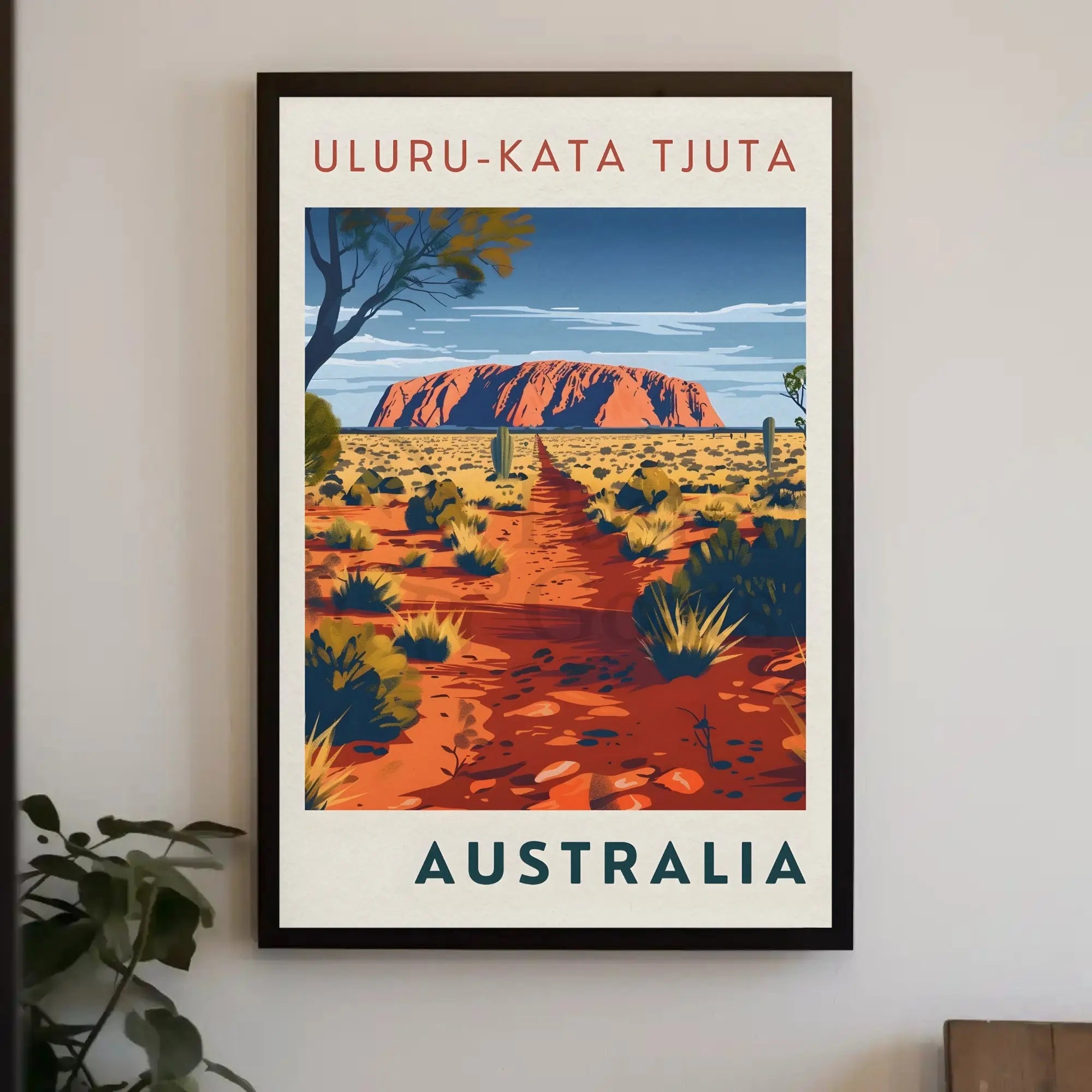 Uluru in Vintage Australian Travel National Park Poster PosterGoat