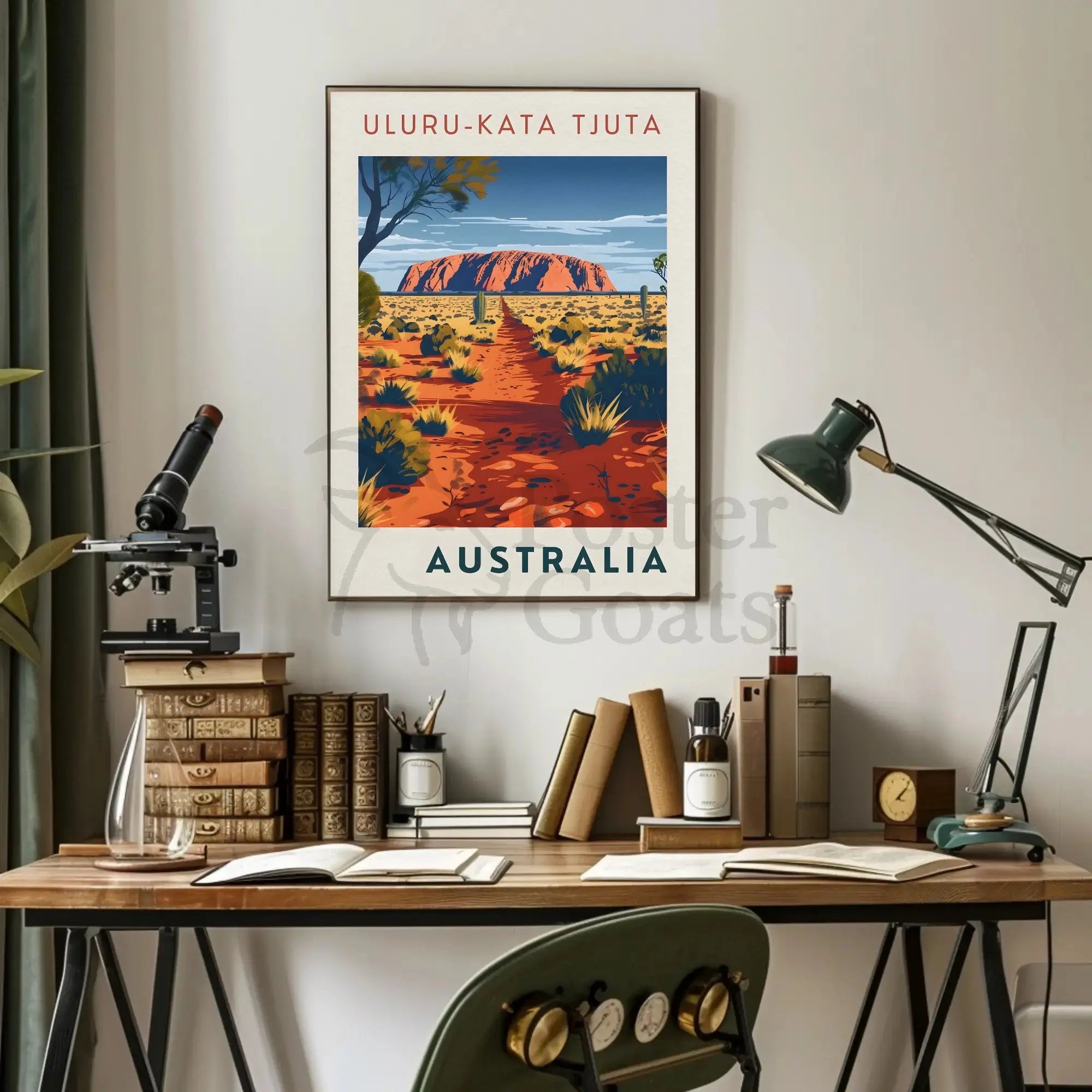 Uluru in Vintage Australian Travel National Park Poster PosterGoat