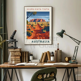 Uluru in Vintage Australian Travel National Park Poster PosterGoat