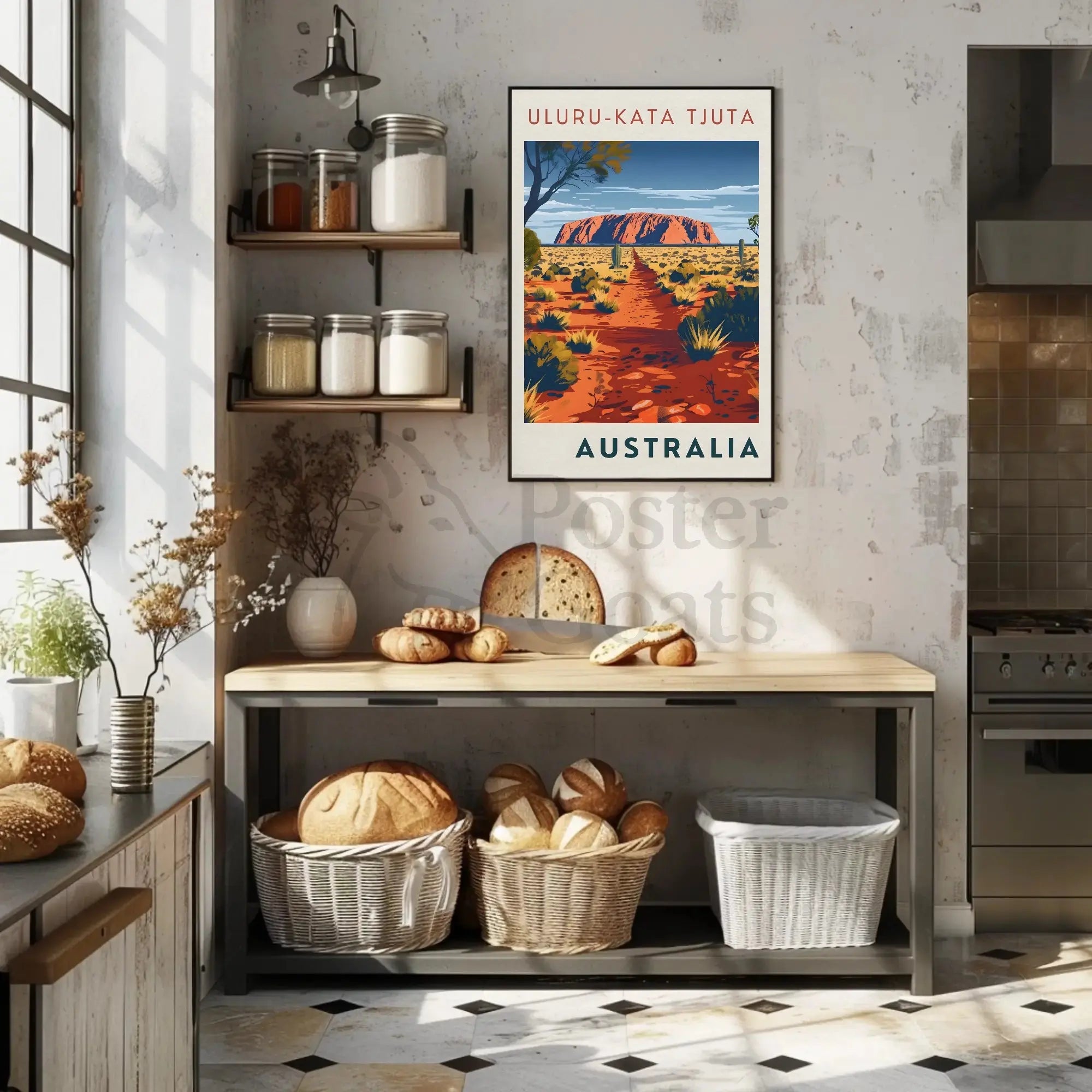Uluru in Vintage Australian Travel National Park Poster PosterGoat