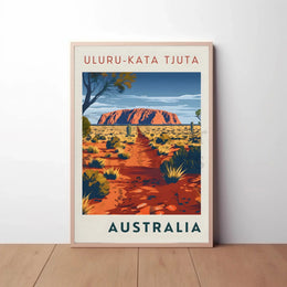 Uluru in Vintage Australian Travel National Park Poster PosterGoat