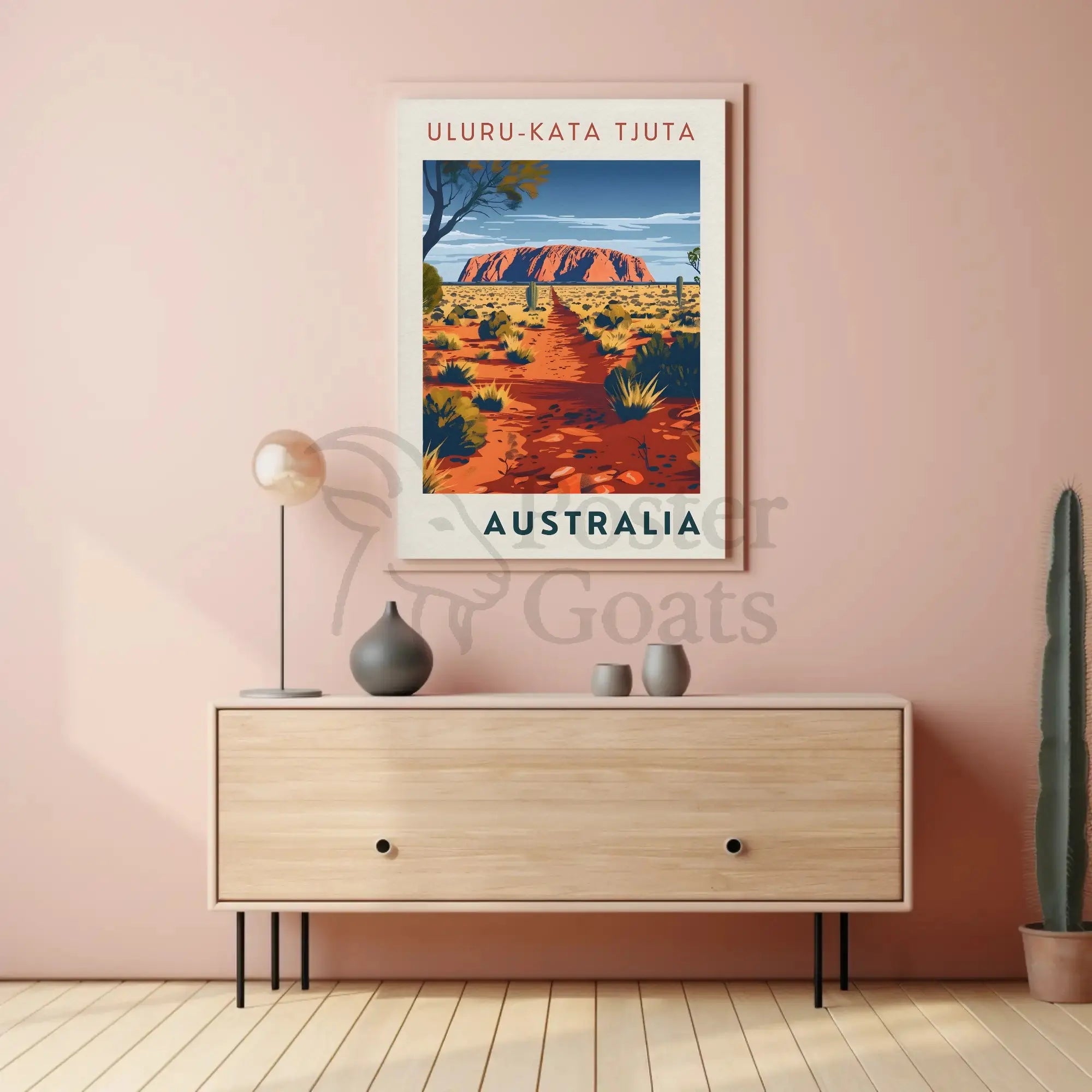 Uluru in Vintage Australian Travel National Park Poster PosterGoat