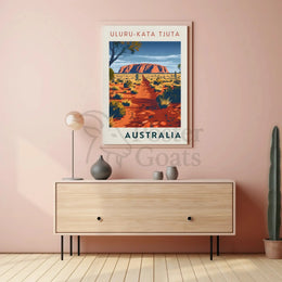 Uluru in Vintage Australian Travel National Park Poster PosterGoat