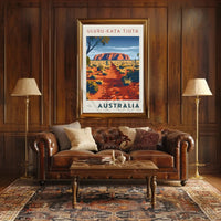 Uluru in Vintage Australian Travel National Park Poster PosterGoat