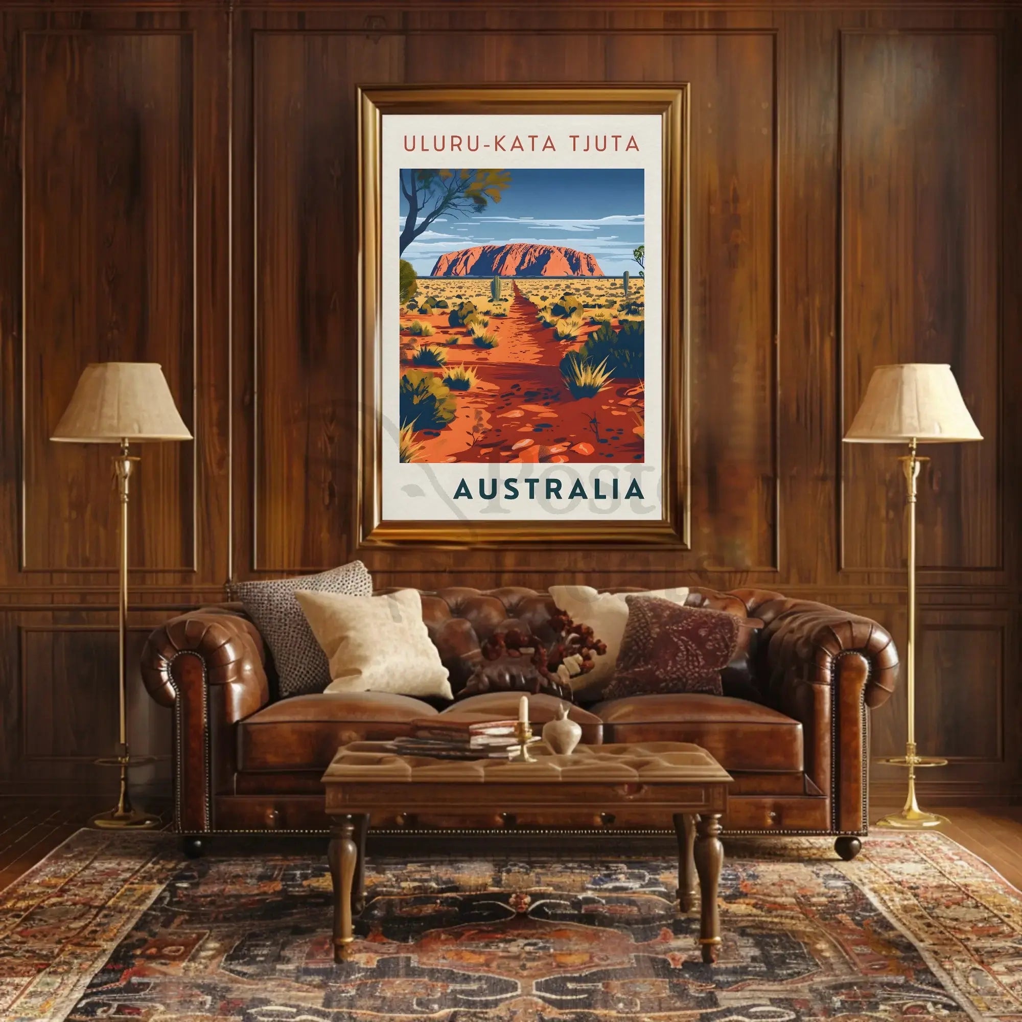 Uluru in Vintage Australian Travel National Park Poster PosterGoat