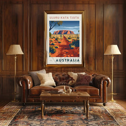 Uluru in Vintage Australian Travel National Park Poster PosterGoat