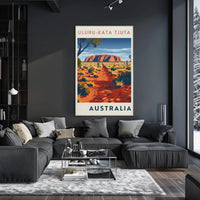 Uluru in Vintage Australian Travel National Park Poster PosterGoat
