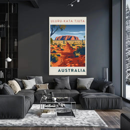 Uluru in Vintage Australian Travel National Park Poster PosterGoat