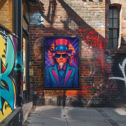 Uncle Sam Neon Tropical Futuristic Sci-Fi Poster PosterGoat