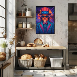 Uncle Sam Neon Tropical Futuristic Sci-Fi Poster PosterGoat