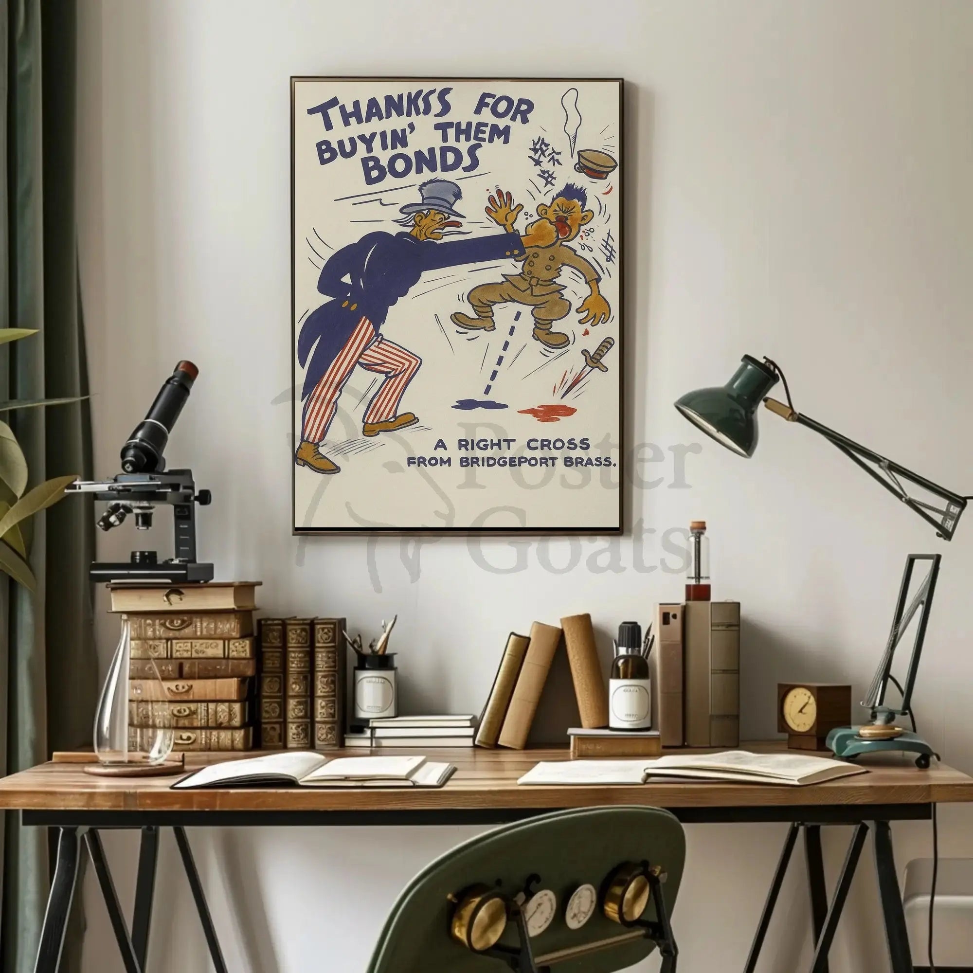 Uncle Sam Punches Enemy in WWII Propaganda Poster PosterGoat