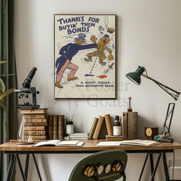 Uncle Sam Punches Enemy in WWII Propaganda Poster PosterGoat