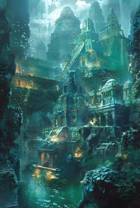 Underwater Ancient City Fantasy Futuristic Sci-Fi Poster PosterGoat