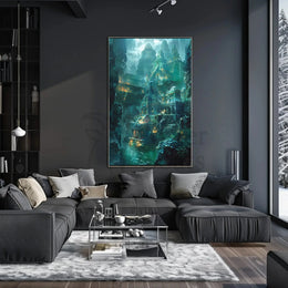 Underwater Ancient City Fantasy Futuristic Sci-Fi Poster PosterGoat
