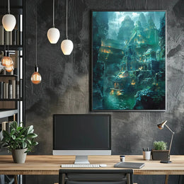 Underwater Ancient City Fantasy Futuristic Sci-Fi Poster PosterGoat