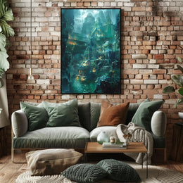 Underwater Ancient City Fantasy Futuristic Sci-Fi Poster PosterGoat