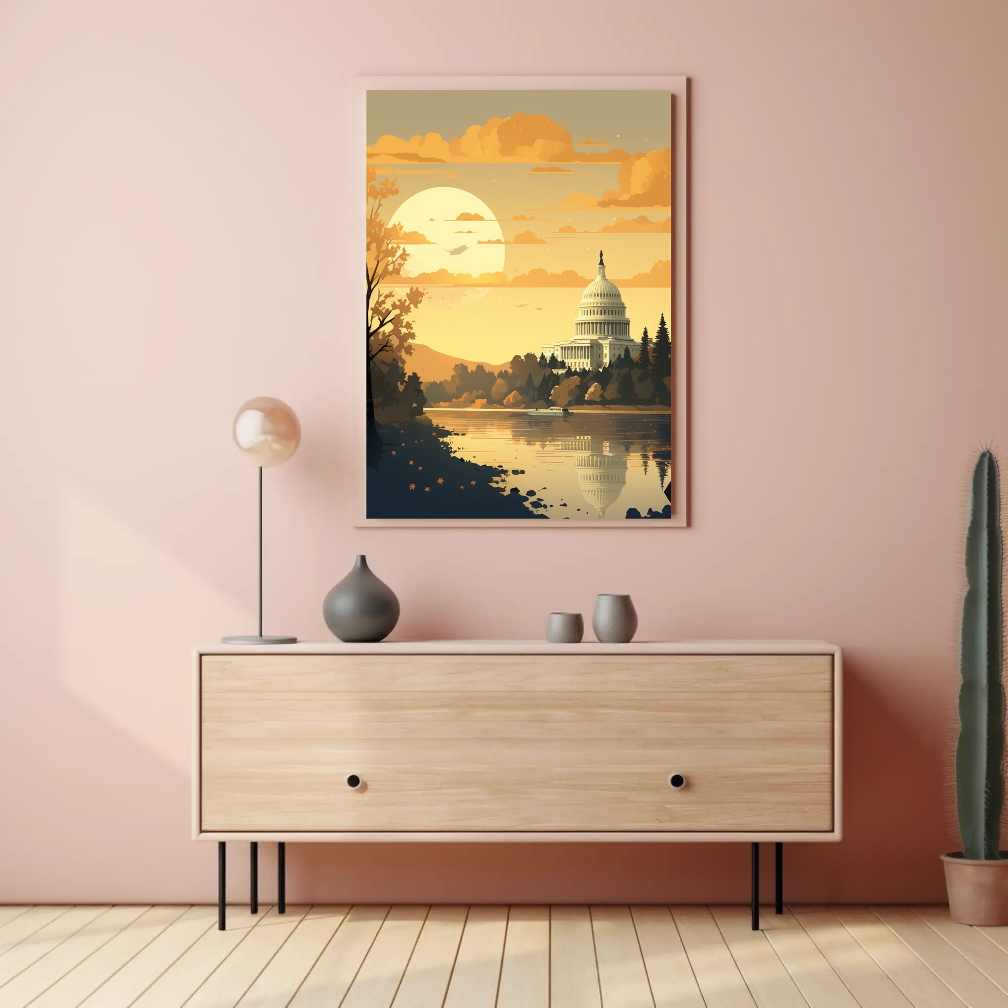 United States Capitol at Sunset Artistic Poster PosterGoat