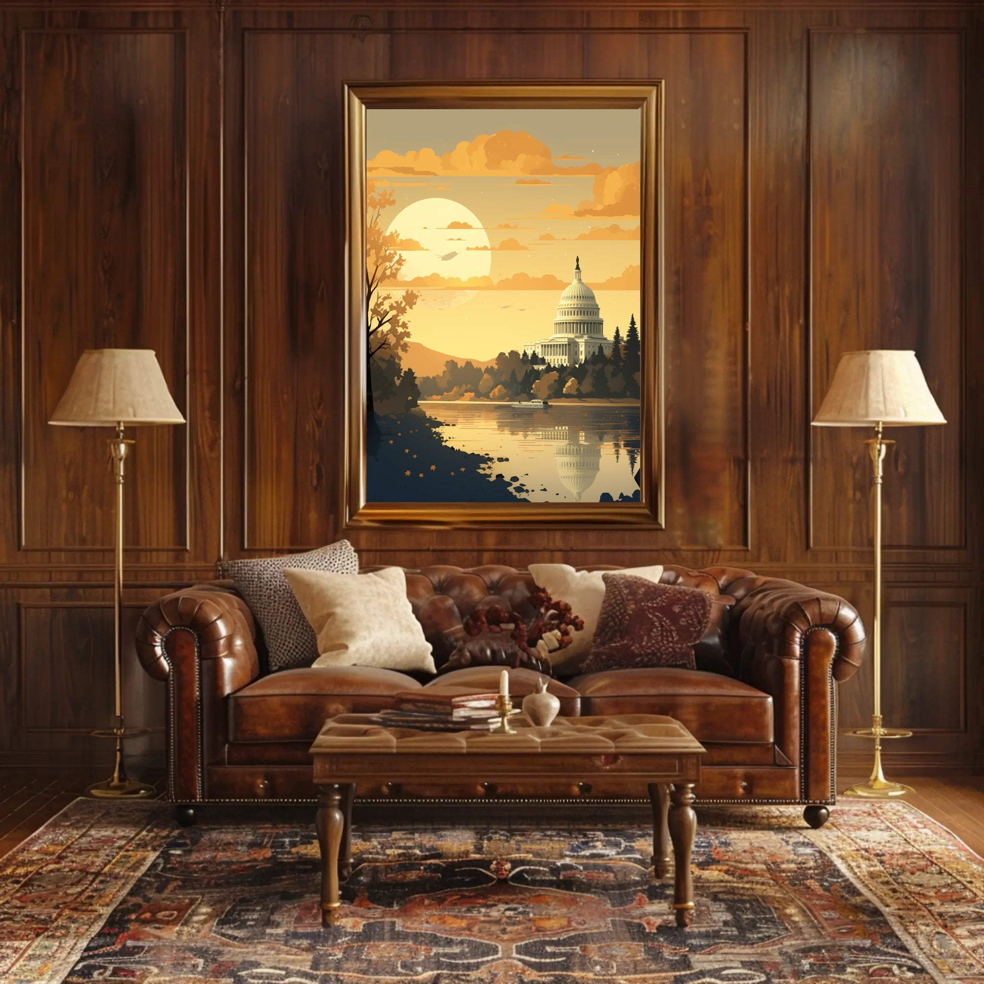 United States Capitol at Sunset Artistic Poster PosterGoat