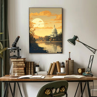 United States Capitol at Sunset Artistic Poster PosterGoat