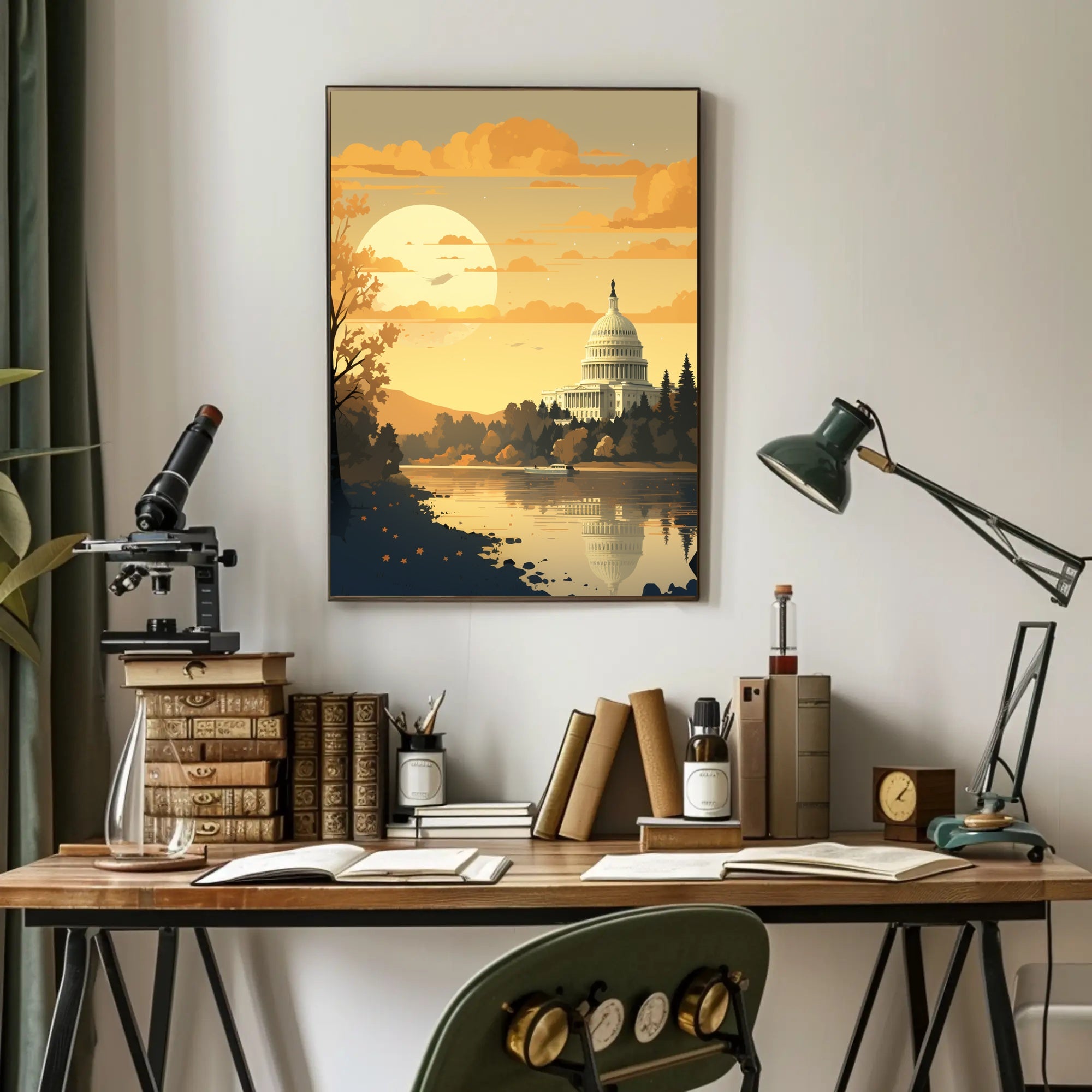 United States Capitol at Sunset Artistic Poster PosterGoat