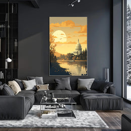 United States Capitol at Sunset Artistic Poster PosterGoat