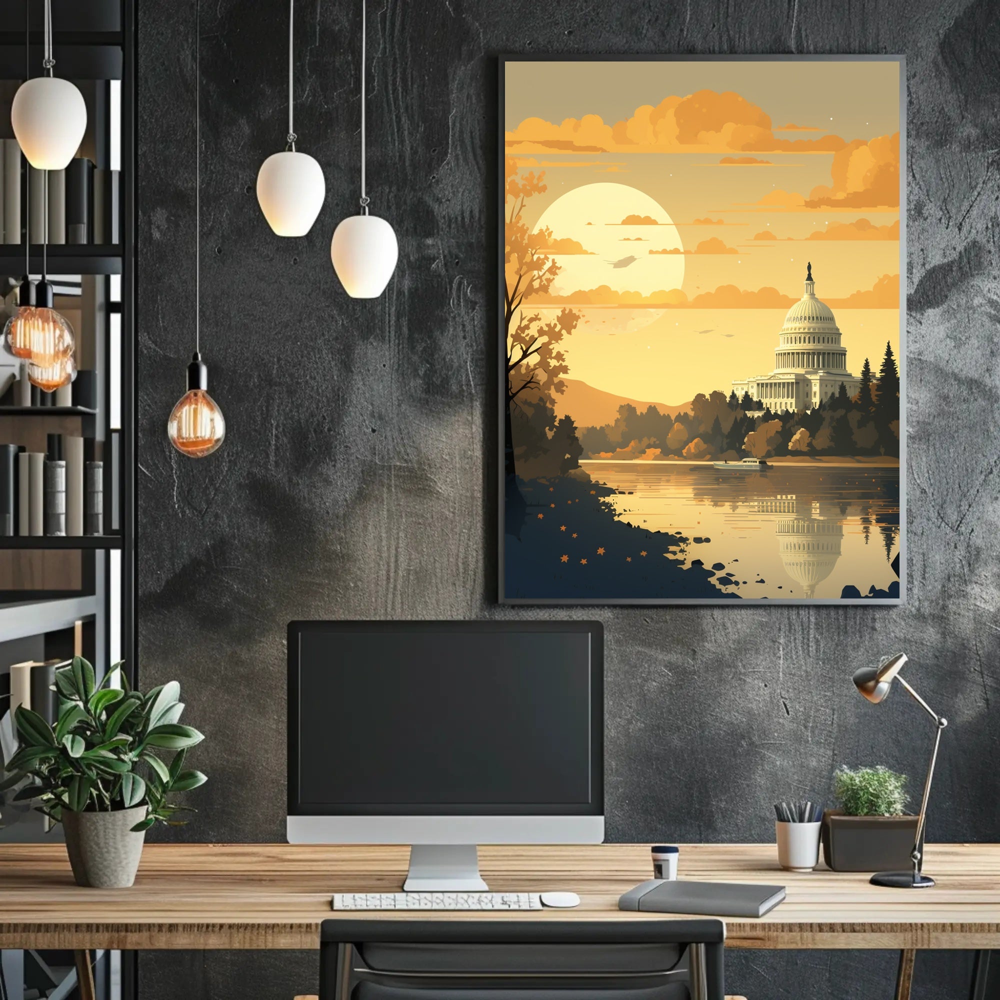 United States Capitol at Sunset Artistic Poster PosterGoat