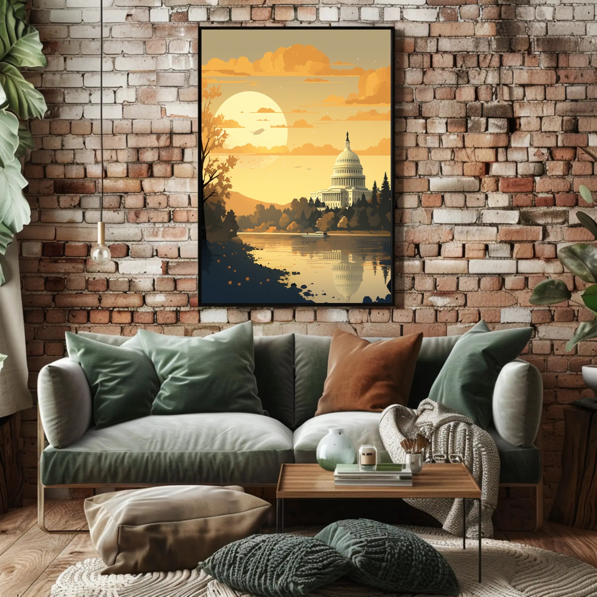 United States Capitol at Sunset Artistic Poster PosterGoat