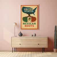 United States Map with Mexican Roots Heritage Poster PosterGoat