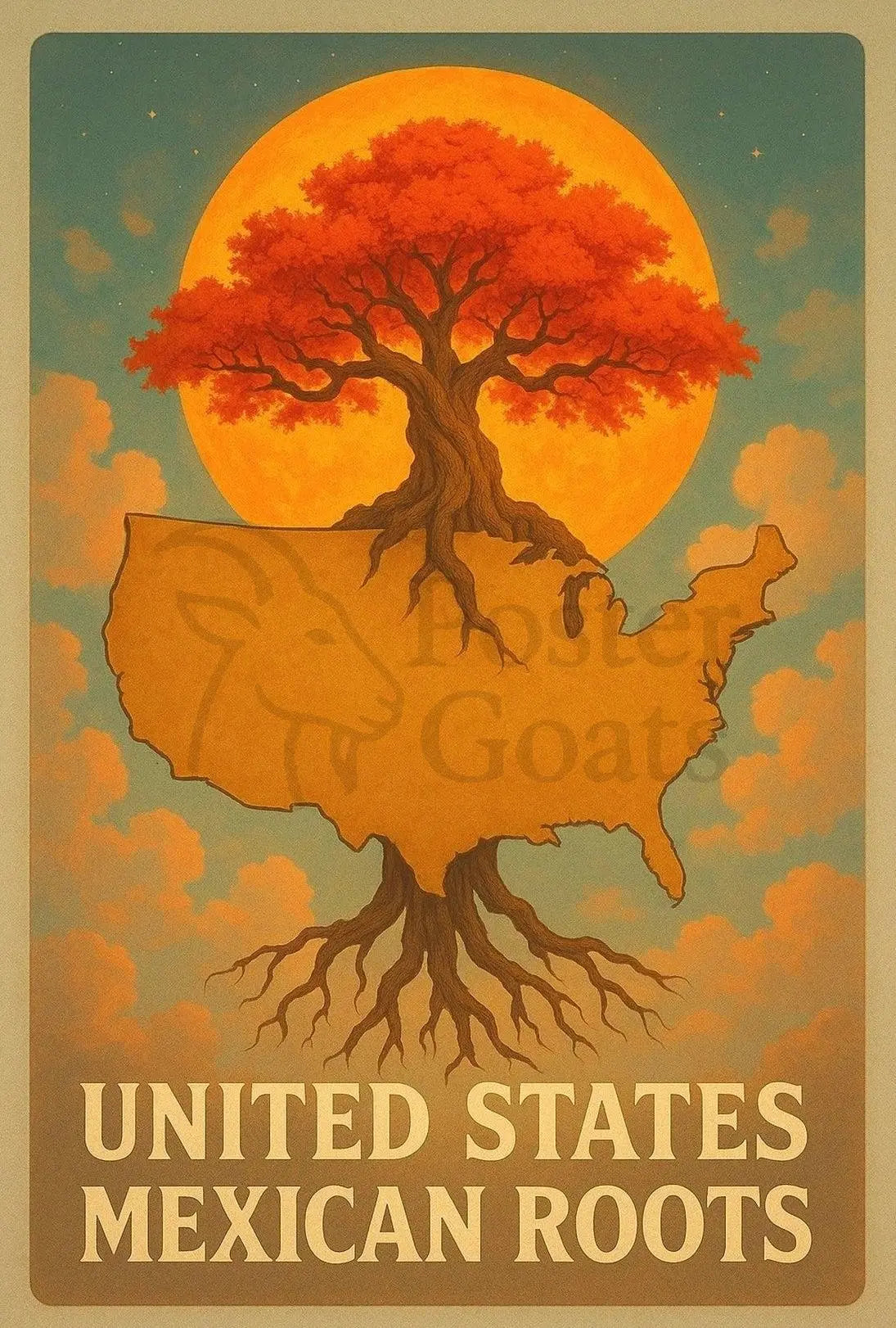 United States Mexican Roots Cultural Heritage Poster PosterGoat