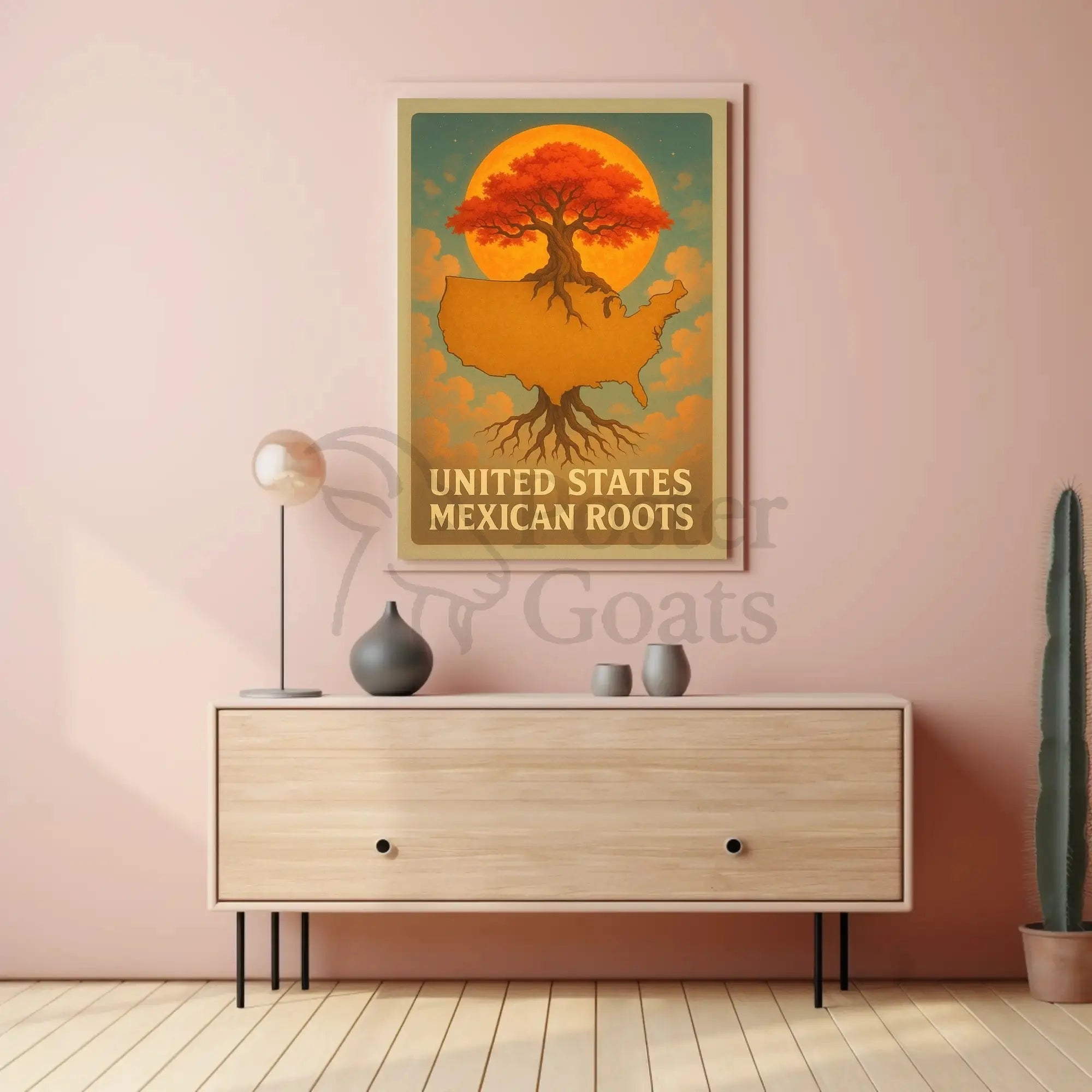 United States Mexican Roots Cultural Heritage Poster PosterGoat